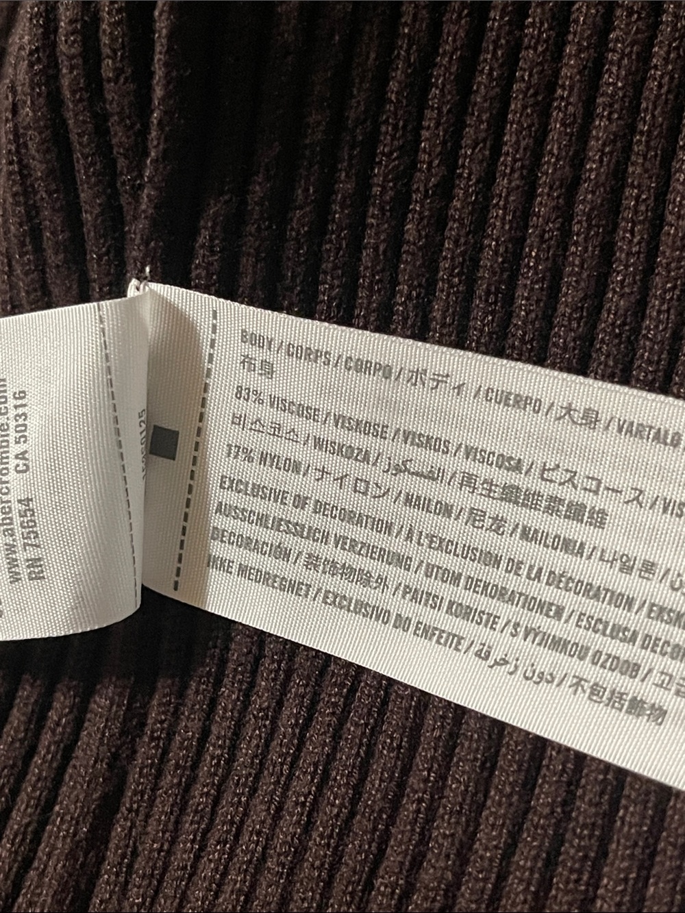 Abercrombie & Fitch Long Ribbed Maxi Dress in Dark Brown | Size Small TALL - Picture 7 of 8
